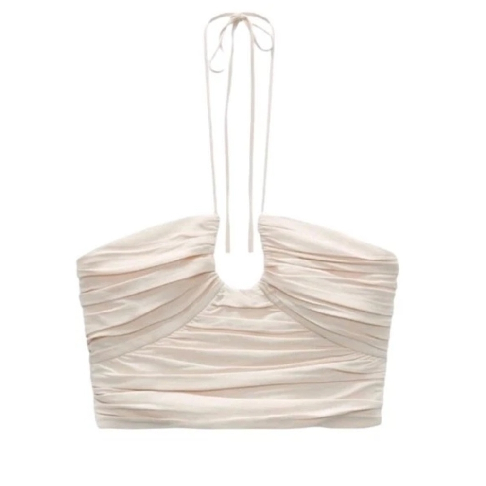 Zara Cream Ruched Tank Top